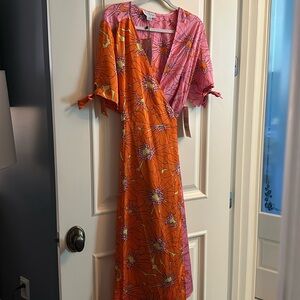 Never Fully Dressed Pink and Orange Floral Maxi Dress
